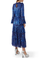 Annie Sequin Tiered Ankle Gown